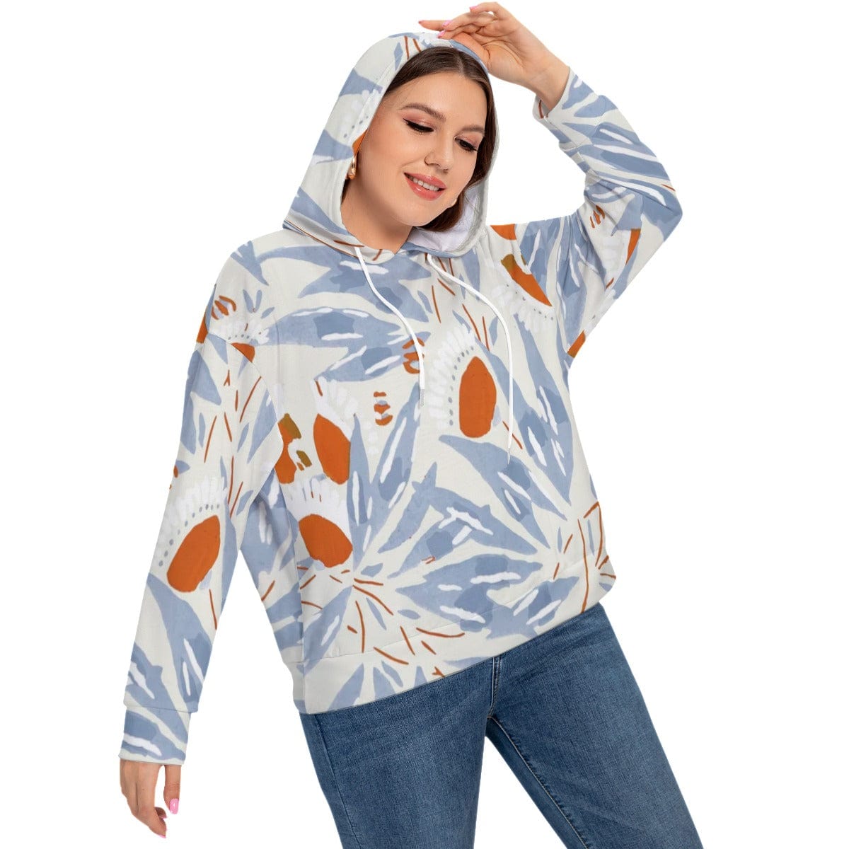 Yoycol All-Over Print Women's Long Sleeve Sweatshirt With Hood(Plus Size)