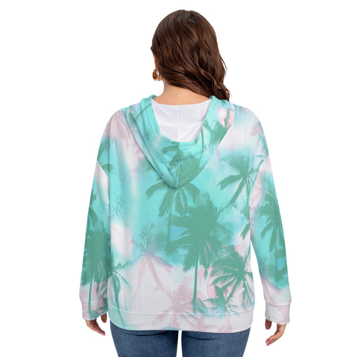 Yoycol All-Over Print Women's Long Sleeve Sweatshirt With Hood(Plus Size)