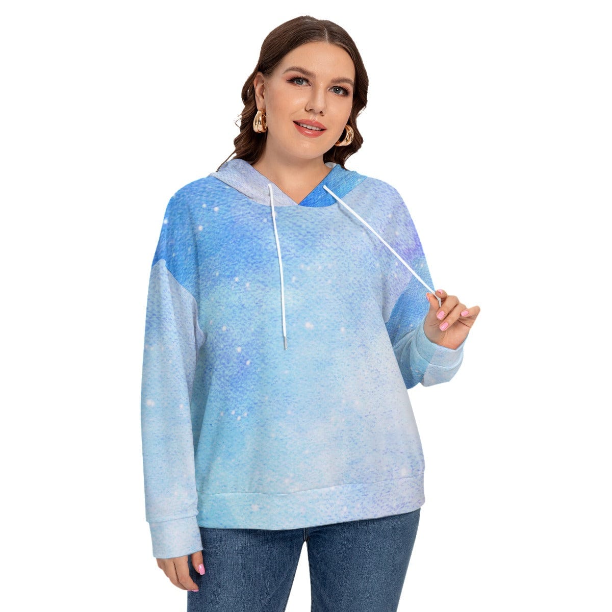 Yoycol 2XL / White All-Over Print Women's Long Sleeve Sweatshirt With Hood(Plus Size)