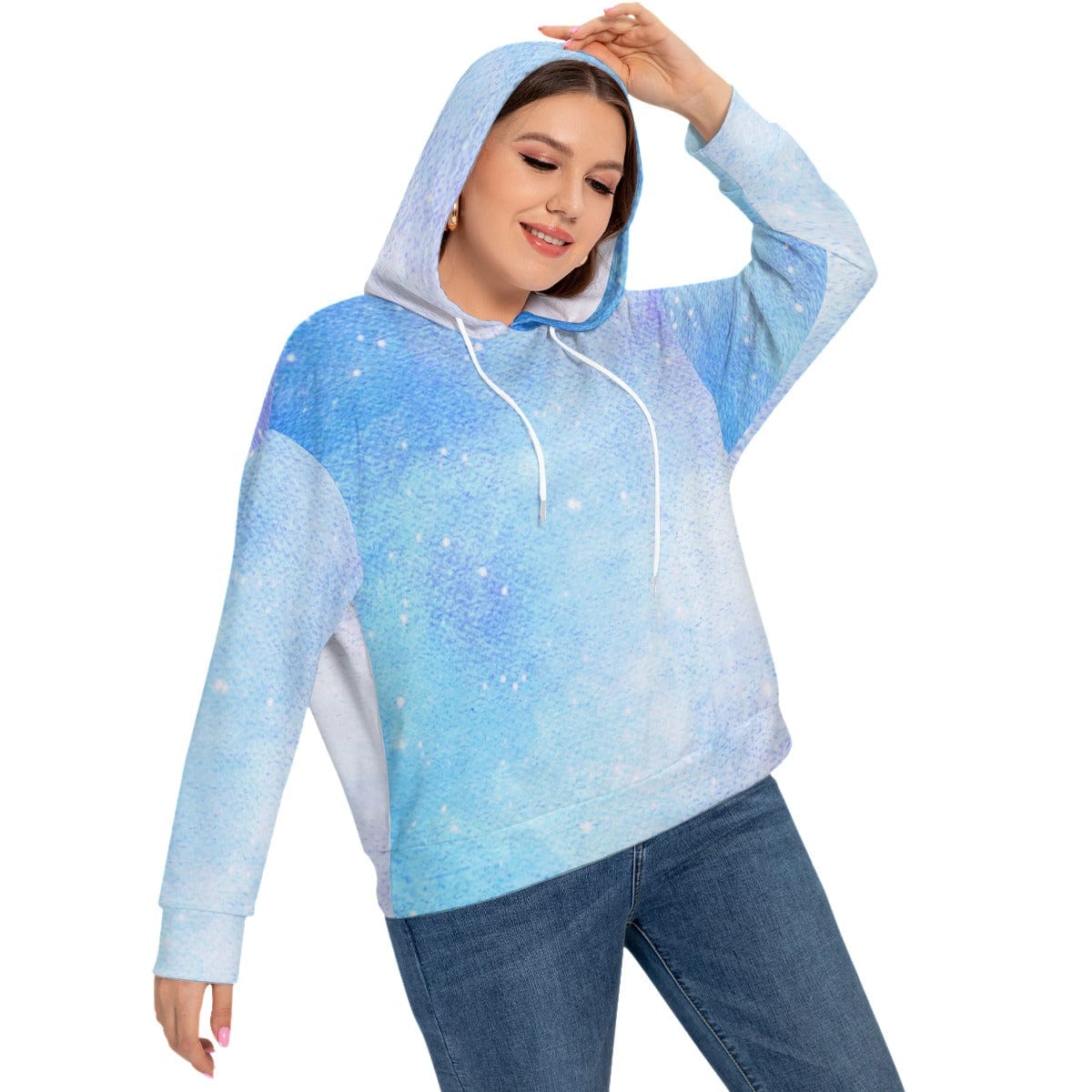 Yoycol All-Over Print Women's Long Sleeve Sweatshirt With Hood(Plus Size)