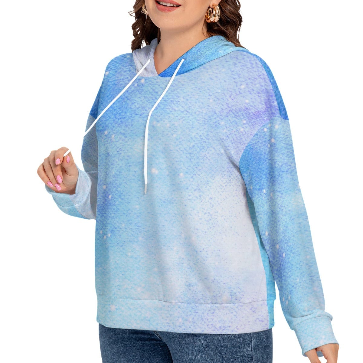 Yoycol All-Over Print Women's Long Sleeve Sweatshirt With Hood(Plus Size)