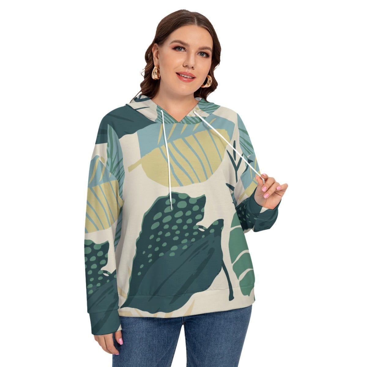 Yoycol All-Over Print Women's Long Sleeve Sweatshirt With Hood(Plus Size)