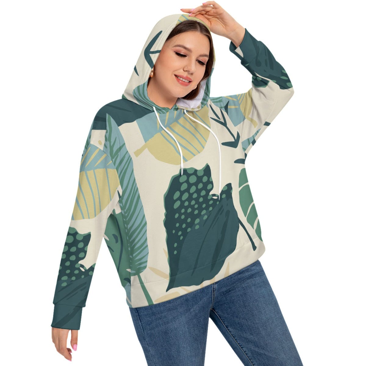 Yoycol All-Over Print Women's Long Sleeve Sweatshirt With Hood(Plus Size)