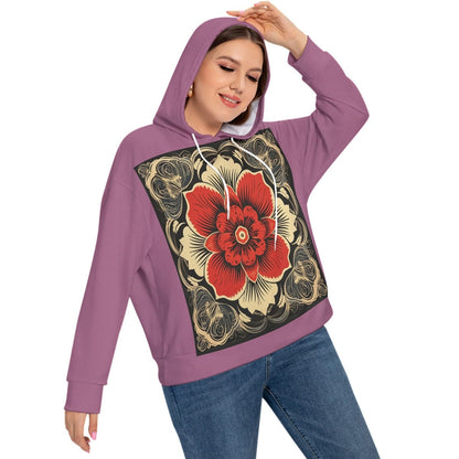 Yoycol All-Over Print Women's Long Sleeve Sweatshirt With Hood(Plus Size)