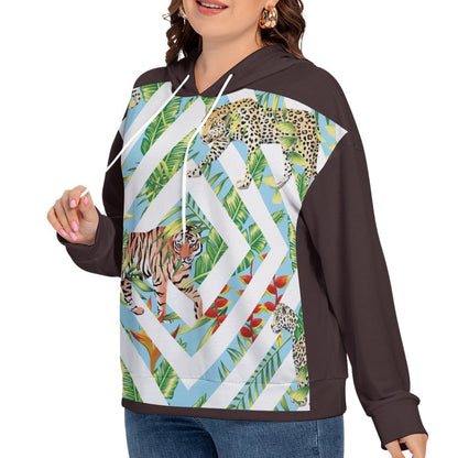 Yoycol All-Over Print Women's Long Sleeve Sweatshirt With Hood(Plus Size)