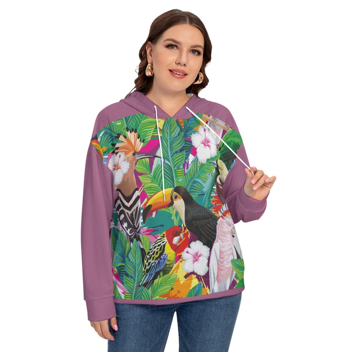 Yoycol All-Over Print Women's Long Sleeve Sweatshirt With Hood(Plus Size)