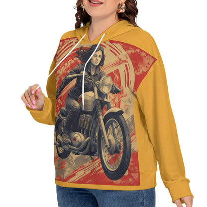 Yoycol All-Over Print Women's Long Sleeve Sweatshirt With Hood(Plus Size)