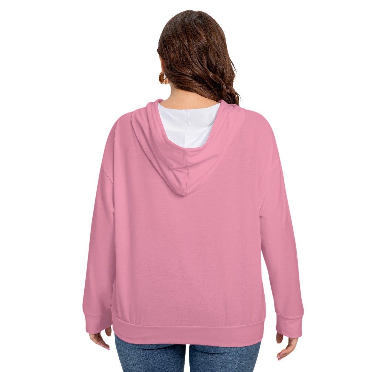 Yoycol 2XL / White All-Over Print Women's Long Sleeve Sweatshirt With Hood(Plus Size)