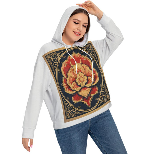 Yoycol 2XL / White All-Over Print Women's Long Sleeve Sweatshirt With Hood(Plus Size)