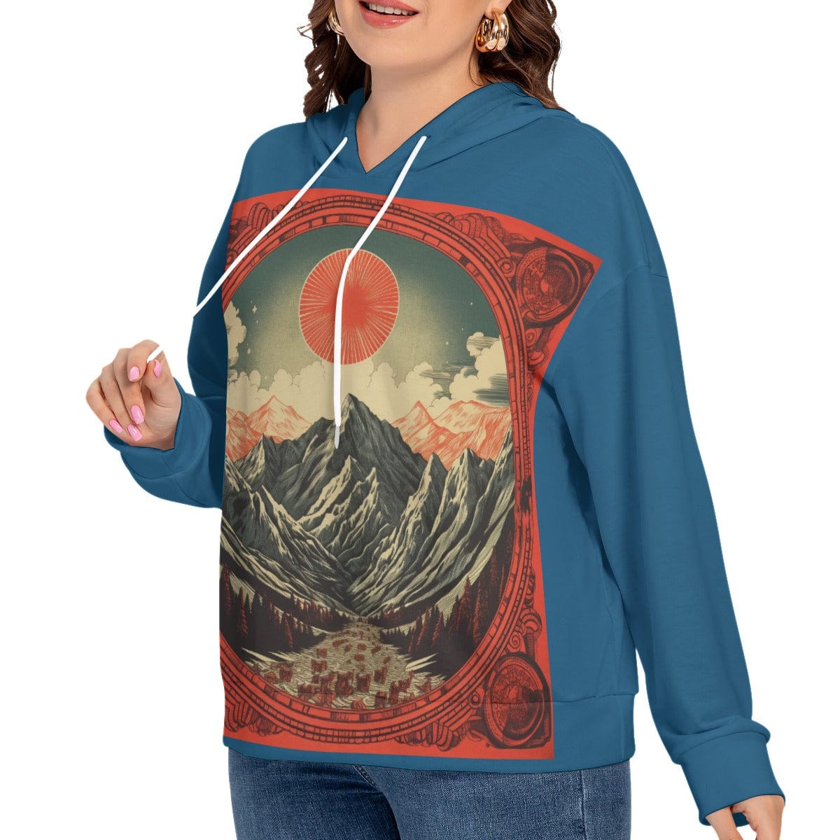 Yoycol All-Over Print Women's Long Sleeve Sweatshirt With Hood(Plus Size)