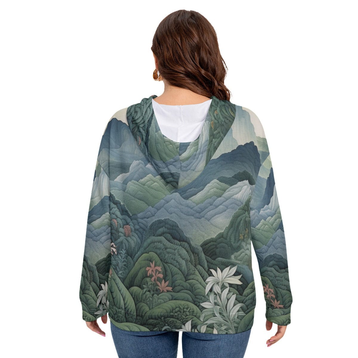 Yoycol All-Over Print Women's Long Sleeve Sweatshirt With Hood(Plus Size)