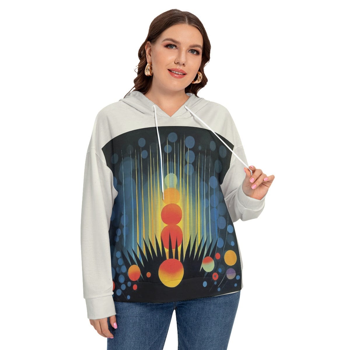 Yoycol All-Over Print Women's Long Sleeve Sweatshirt With Hood(Plus Size)