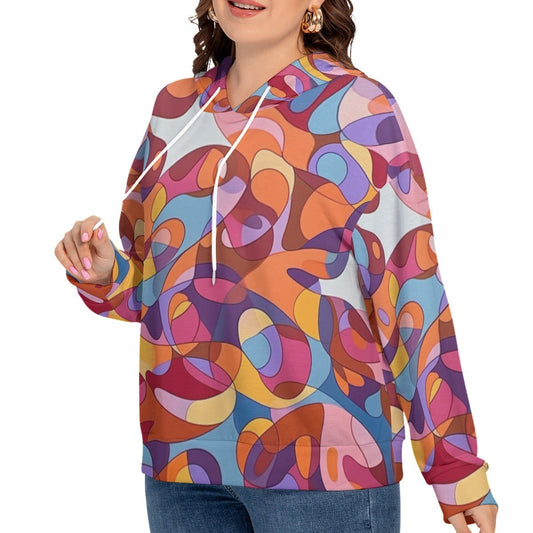 Yoycol All-Over Print Women's Long Sleeve Sweatshirt With Hood(Plus Size)