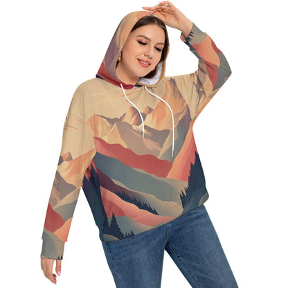 Yoycol All-Over Print Women's Long Sleeve Sweatshirt With Hood(Plus Size)