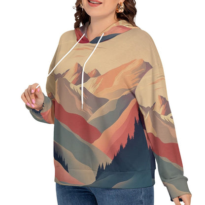 Yoycol All-Over Print Women's Long Sleeve Sweatshirt With Hood(Plus Size)