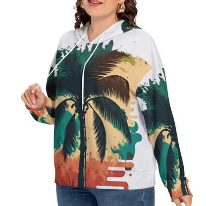 Yoycol All-Over Print Women's Long Sleeve Sweatshirt With Hood(Plus Size)