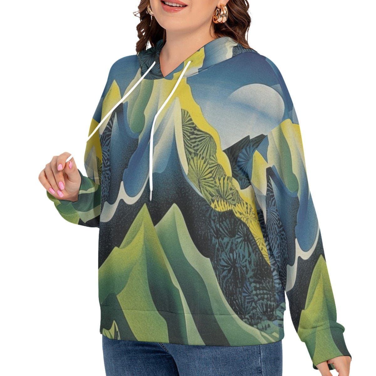 Yoycol All-Over Print Women's Long Sleeve Sweatshirt With Hood(Plus Size)