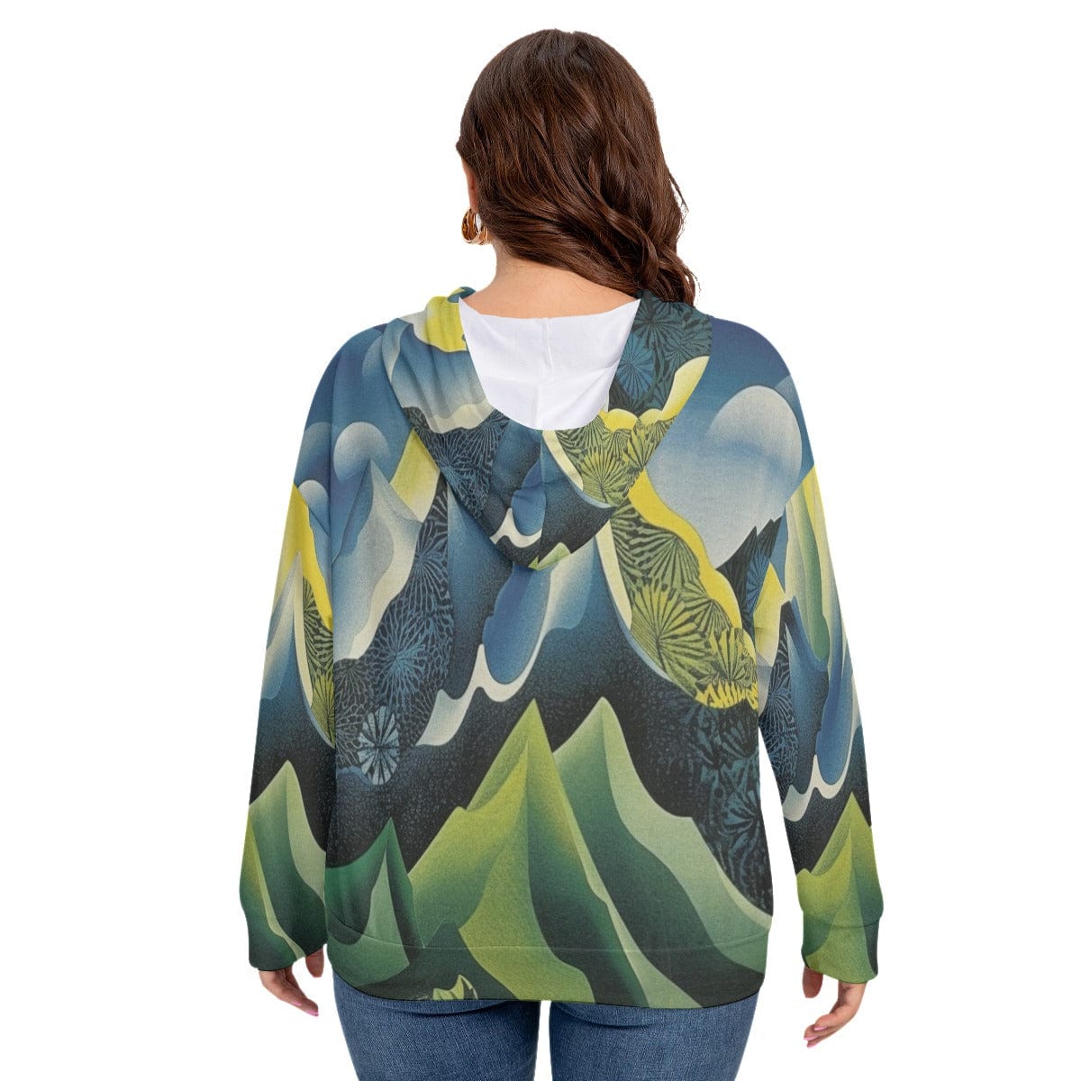 Yoycol All-Over Print Women's Long Sleeve Sweatshirt With Hood(Plus Size)