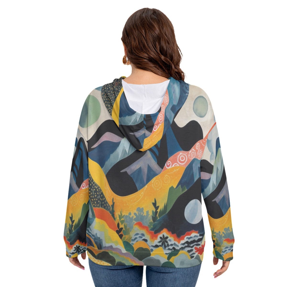 Yoycol All-Over Print Women's Long Sleeve Sweatshirt With Hood(Plus Size)