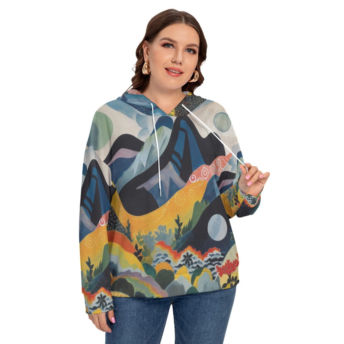 Yoycol All-Over Print Women's Long Sleeve Sweatshirt With Hood(Plus Size)