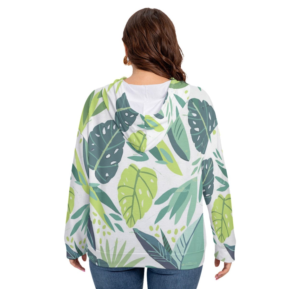 Yoycol 2XL / White All-Over Print Women's Long Sleeve Sweatshirt With Hood(Plus Size)