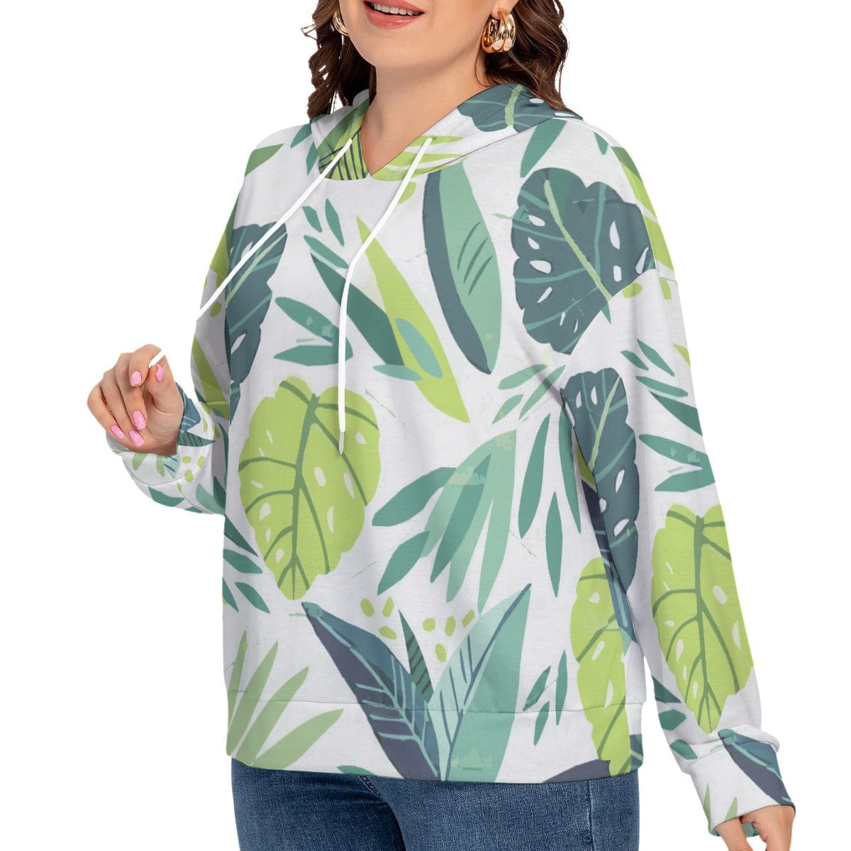 Yoycol All-Over Print Women's Long Sleeve Sweatshirt With Hood(Plus Size)