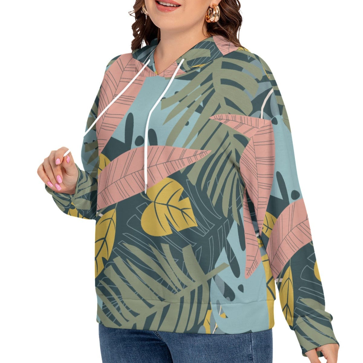 Yoycol All-Over Print Women's Long Sleeve Sweatshirt With Hood(Plus Size)