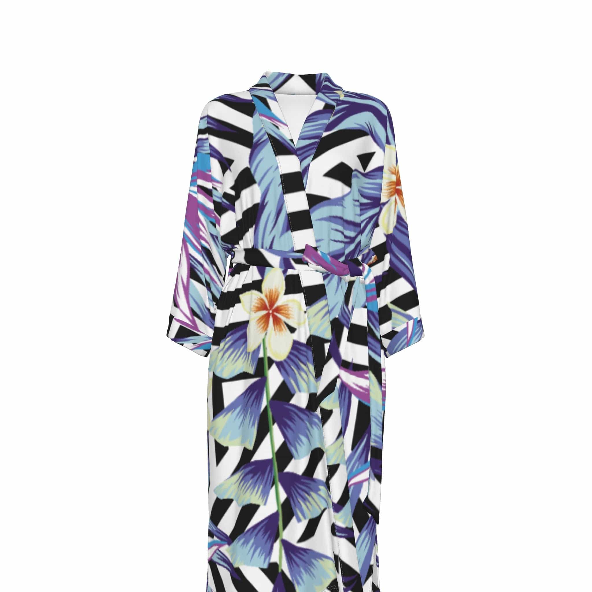 Yoycol 2XL / White All-Over Print Women's Satin Kimono Robe