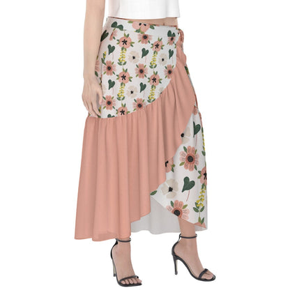 Yoycol Skirt Coral Floral -  Women's Wrap Skirt