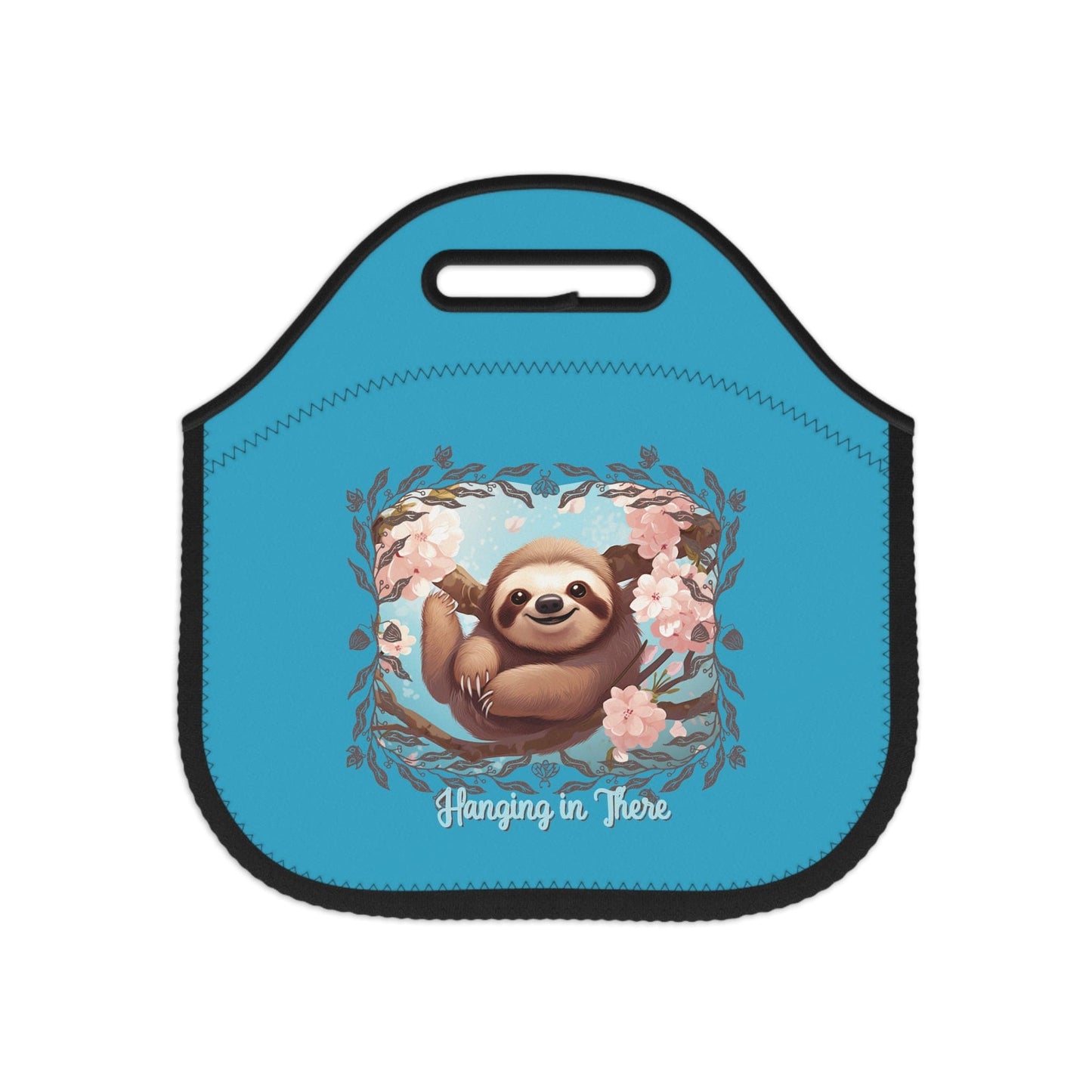 Printify Bags 12" × 12'' Hanging in There - Neoprene Black Lunch Bag