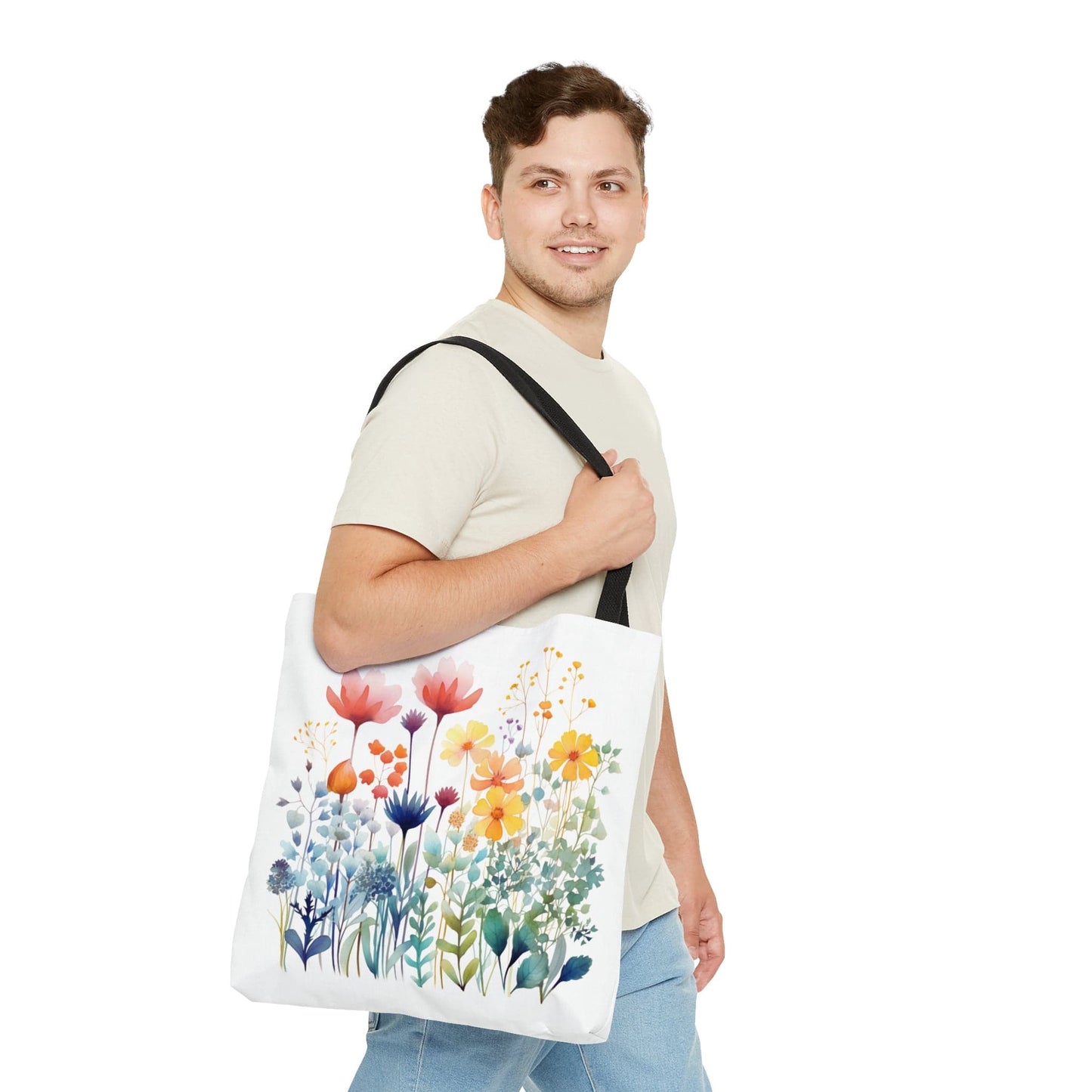 Printify Bags Large Meadow Flowers - Hang in There Tote Bag (AOP)