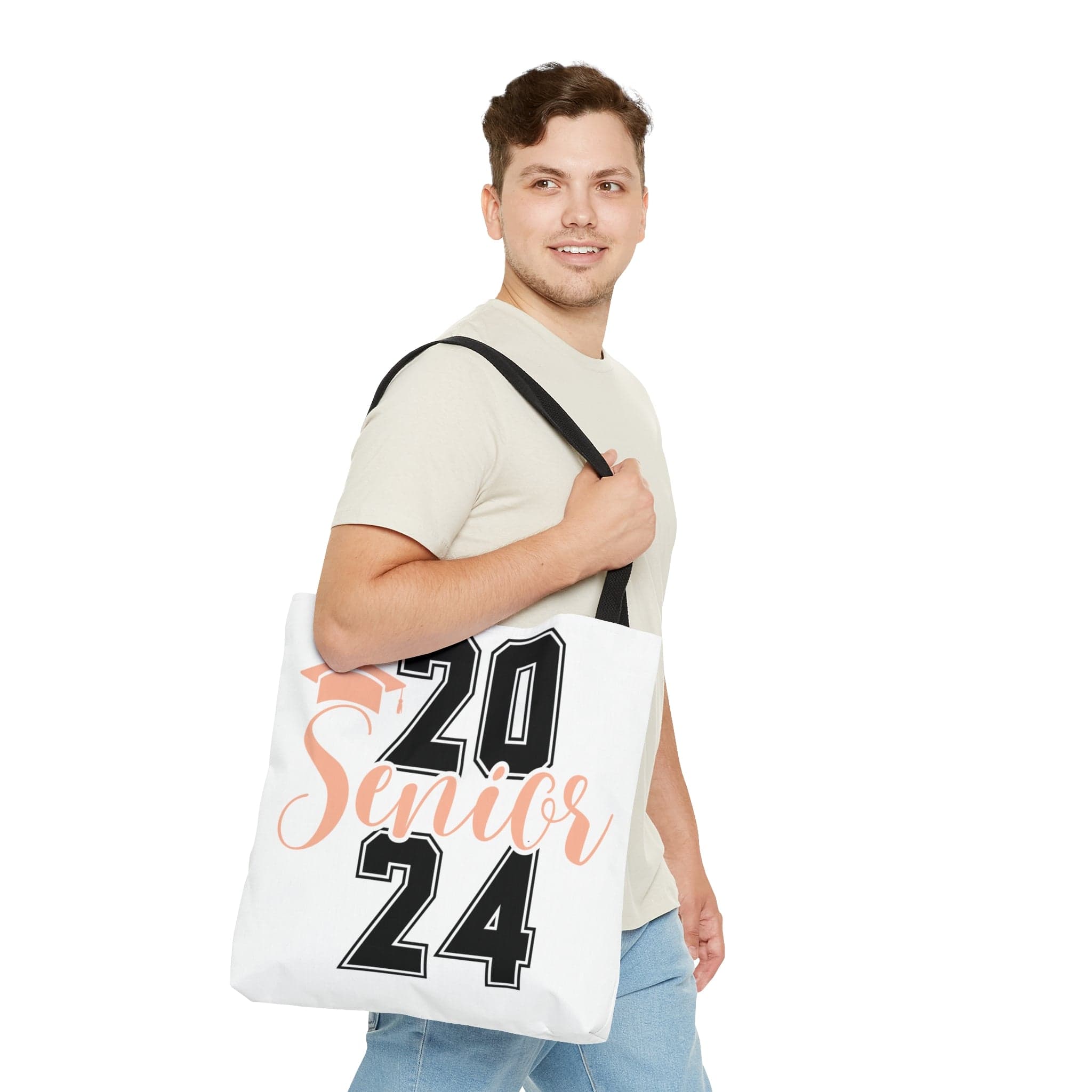 Printify Bags Large Senior Class of 2024 - Hang in There Tote Bag (AOP)