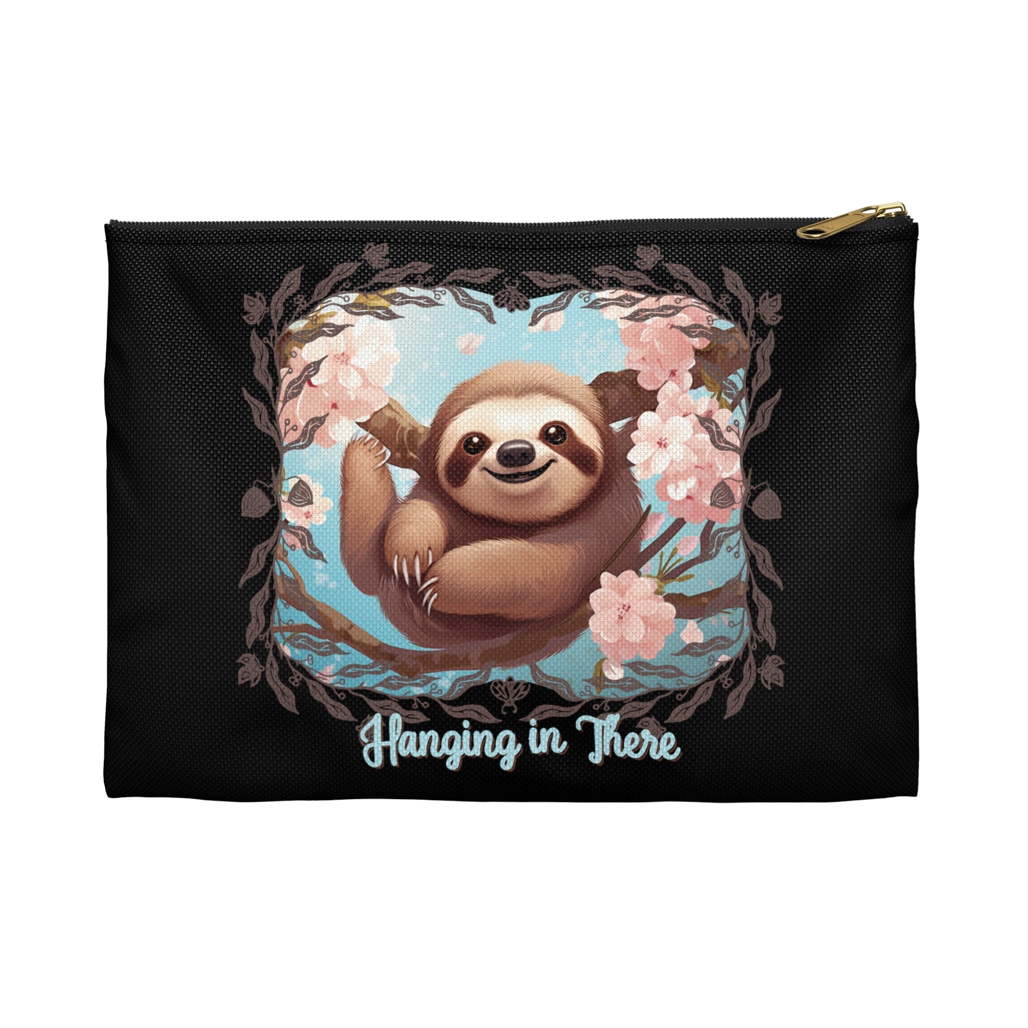 Printify Bags Small / Black zipper Sloth Hanging in There - Accessory Pouch