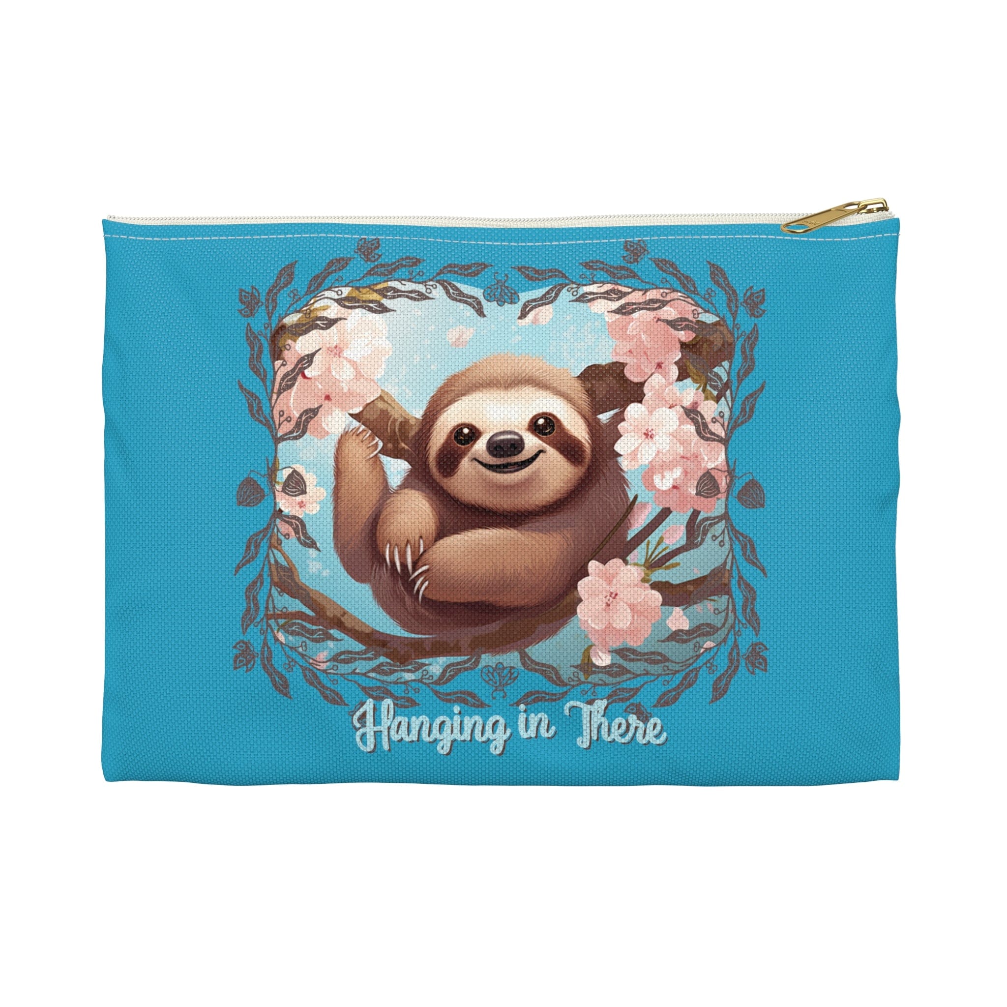 Printify Bags Sloth Hanging in There - Accessory Pouch Turquoise