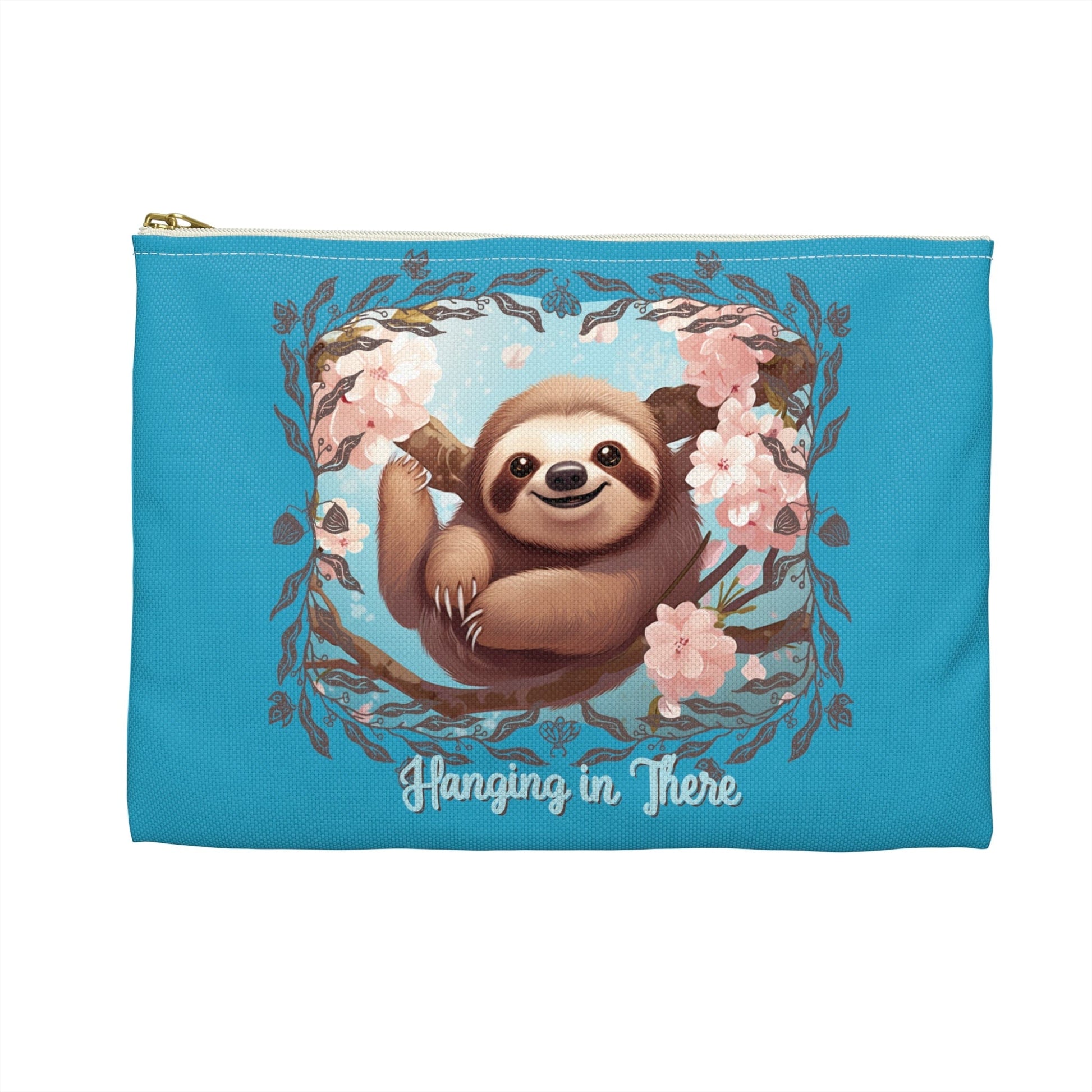 Printify Bags Sloth Hanging in There - Accessory Pouch Turquoise