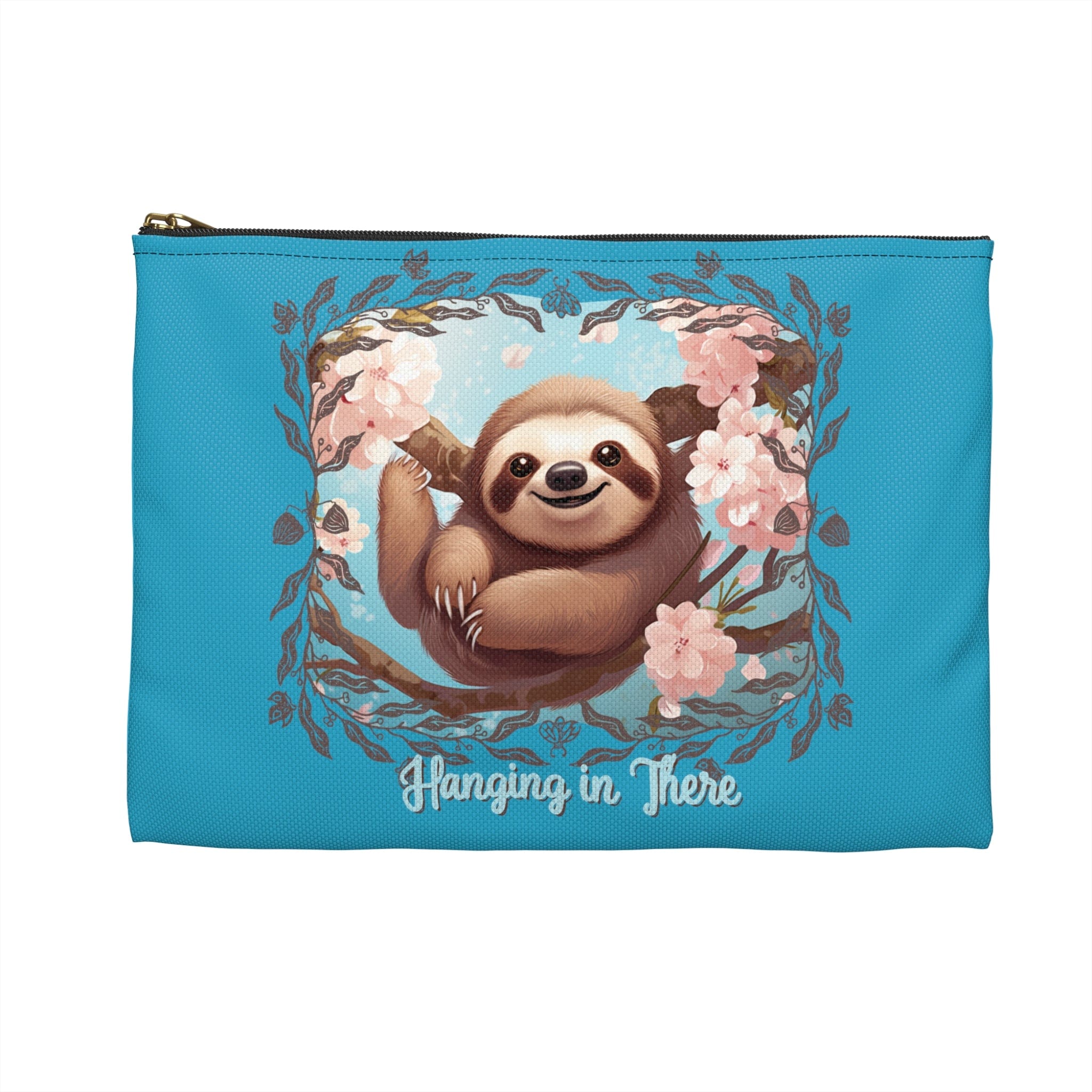 Printify Bags Sloth Hanging in There - Accessory Pouch Turquoise