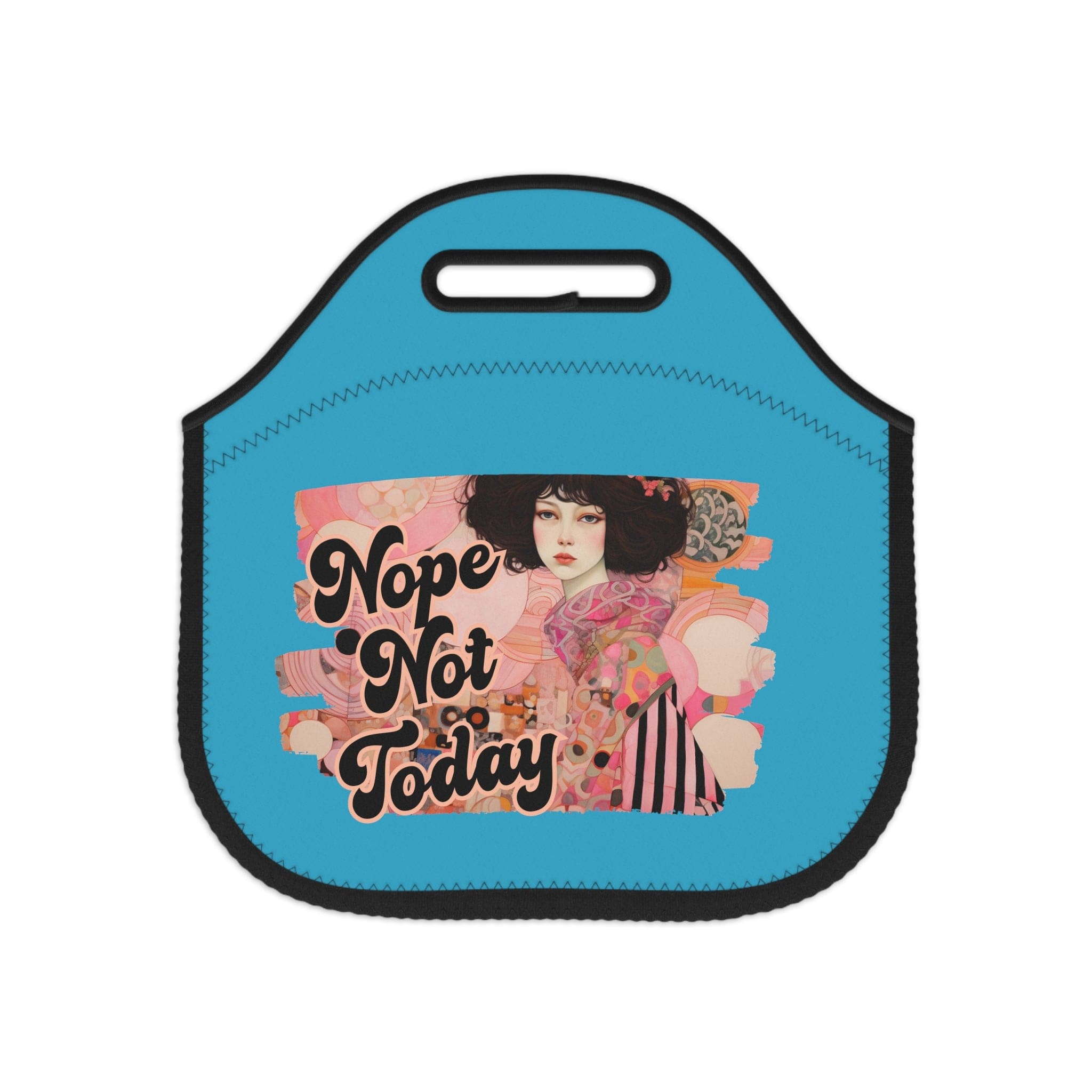 Printify Bags 12" × 12'' Turquoise Nope Not Today  - Neoprene Lunch Bag