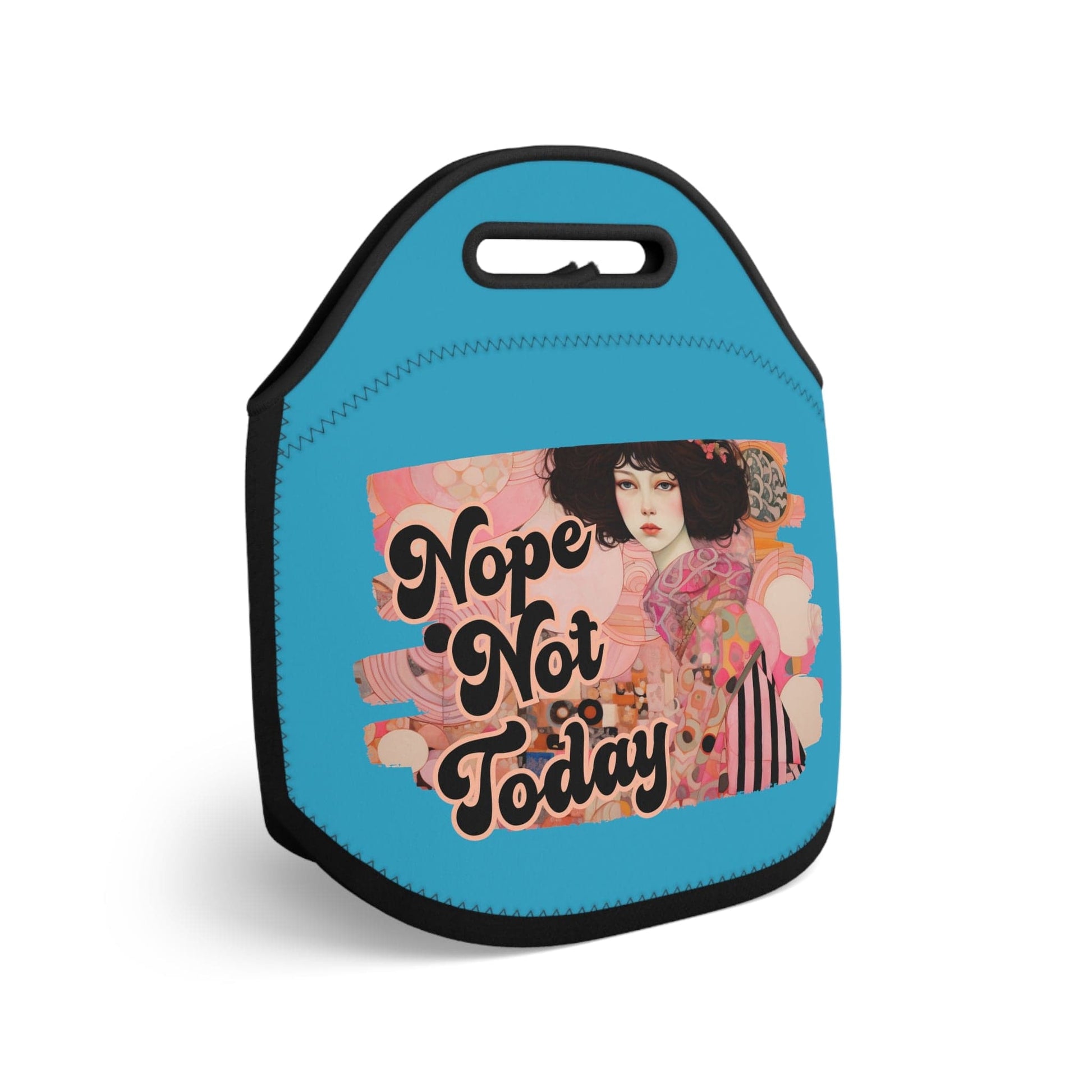 Printify Bags 12" × 12'' Turquoise Nope Not Today  - Neoprene Lunch Bag
