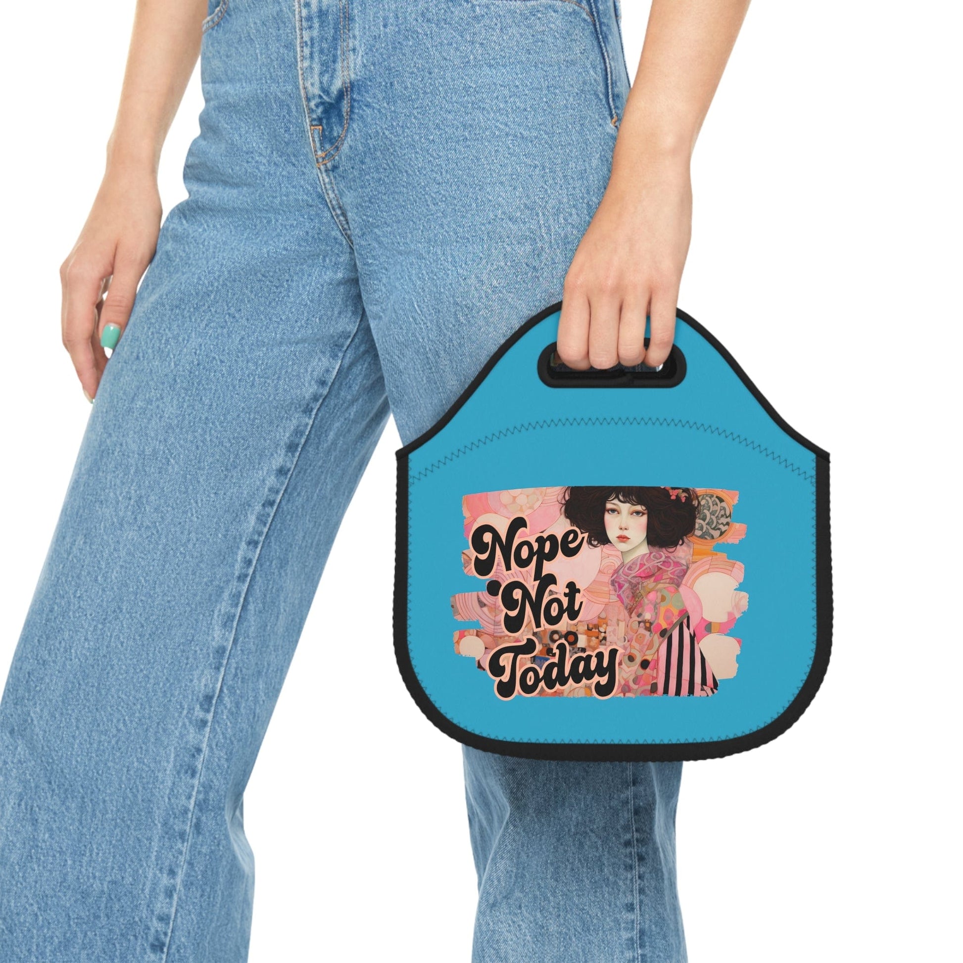 Printify Bags 12" × 12'' Turquoise Nope Not Today  - Neoprene Lunch Bag