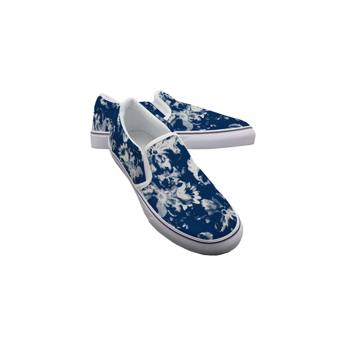 Yoycol White / US6(EUR36) Blue Flora - Women's Slip On Sneakers