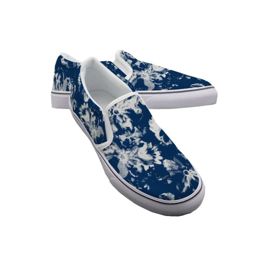Yoycol White / US6(EUR36) Blue Flora - Women's Slip On Sneakers