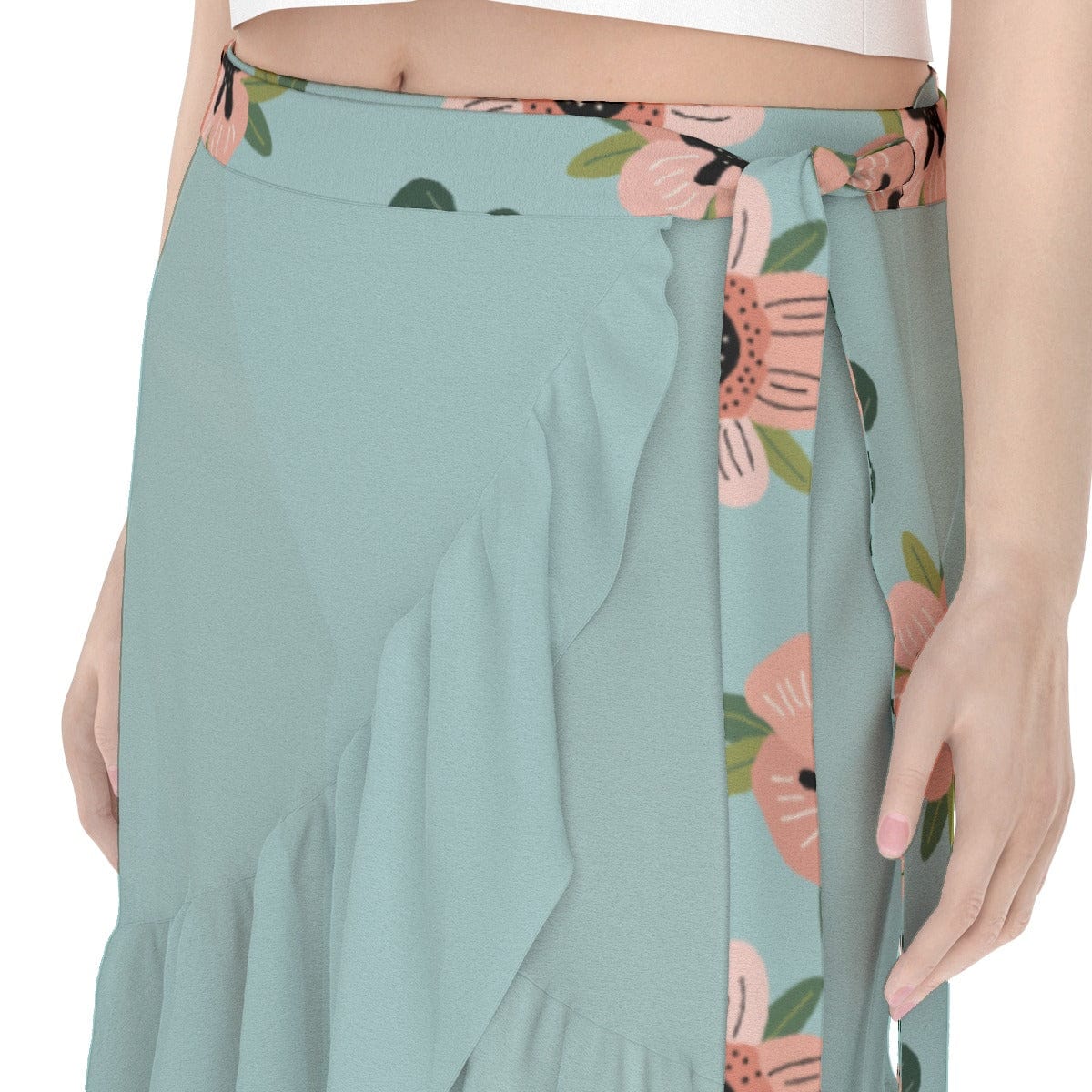 Yoycol 2XL / Green Blue Green Coral Floral skirt -  Women's Wrap Skirt