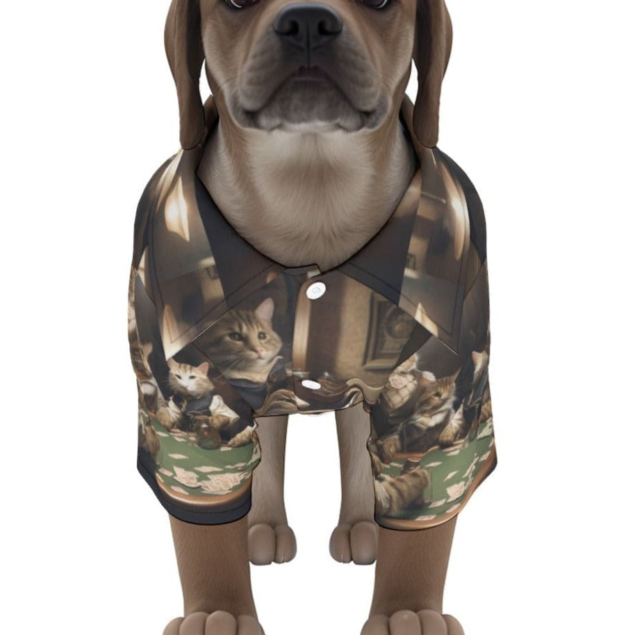 Yoycol 2XL / White Cat's Playing Poker Print Pet‘s Hawaiian Shirt