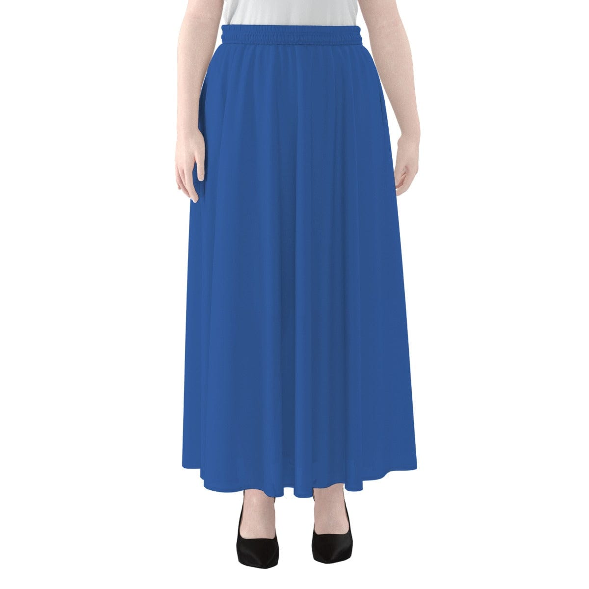 Yoycol 2XL / White Cobalt Blue Ecru - Women's Maxi Chiffon Skirts With Lining