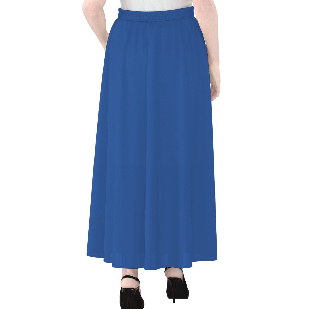 Yoycol Cobalt Blue Ecru - Women's Maxi Chiffon Skirts With Lining