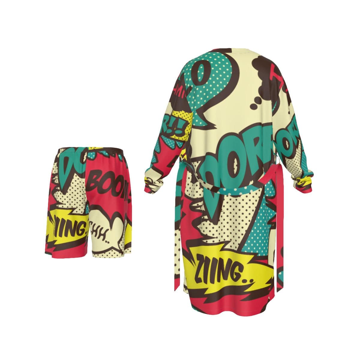 Yoycol Comical Boom, Crash Bang - All-Over Print Man's Long Kimono Pajamas Suit