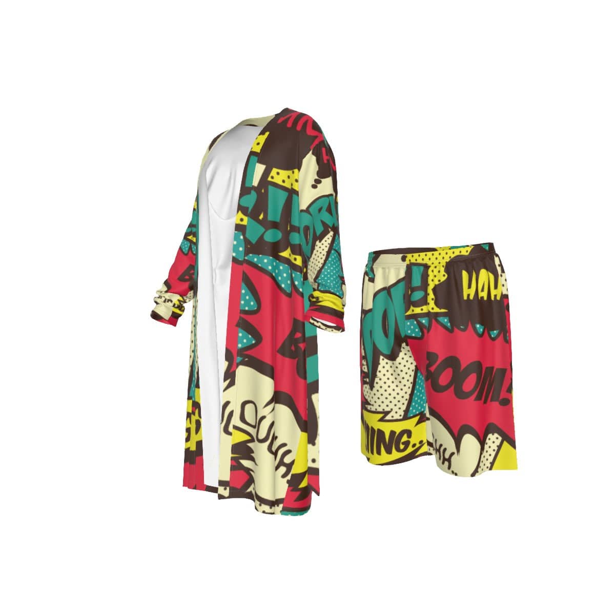 Yoycol Comical Boom, Crash Bang - All-Over Print Man's Long Kimono Pajamas Suit