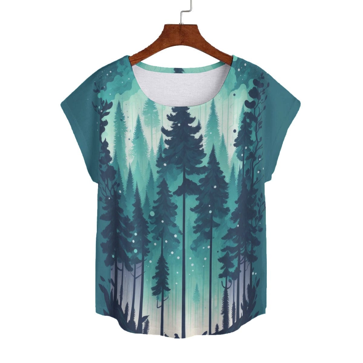 Yoycol 2XL / White Deep Forest Green - Women's Curved Hem T-shirt (Plus Size)