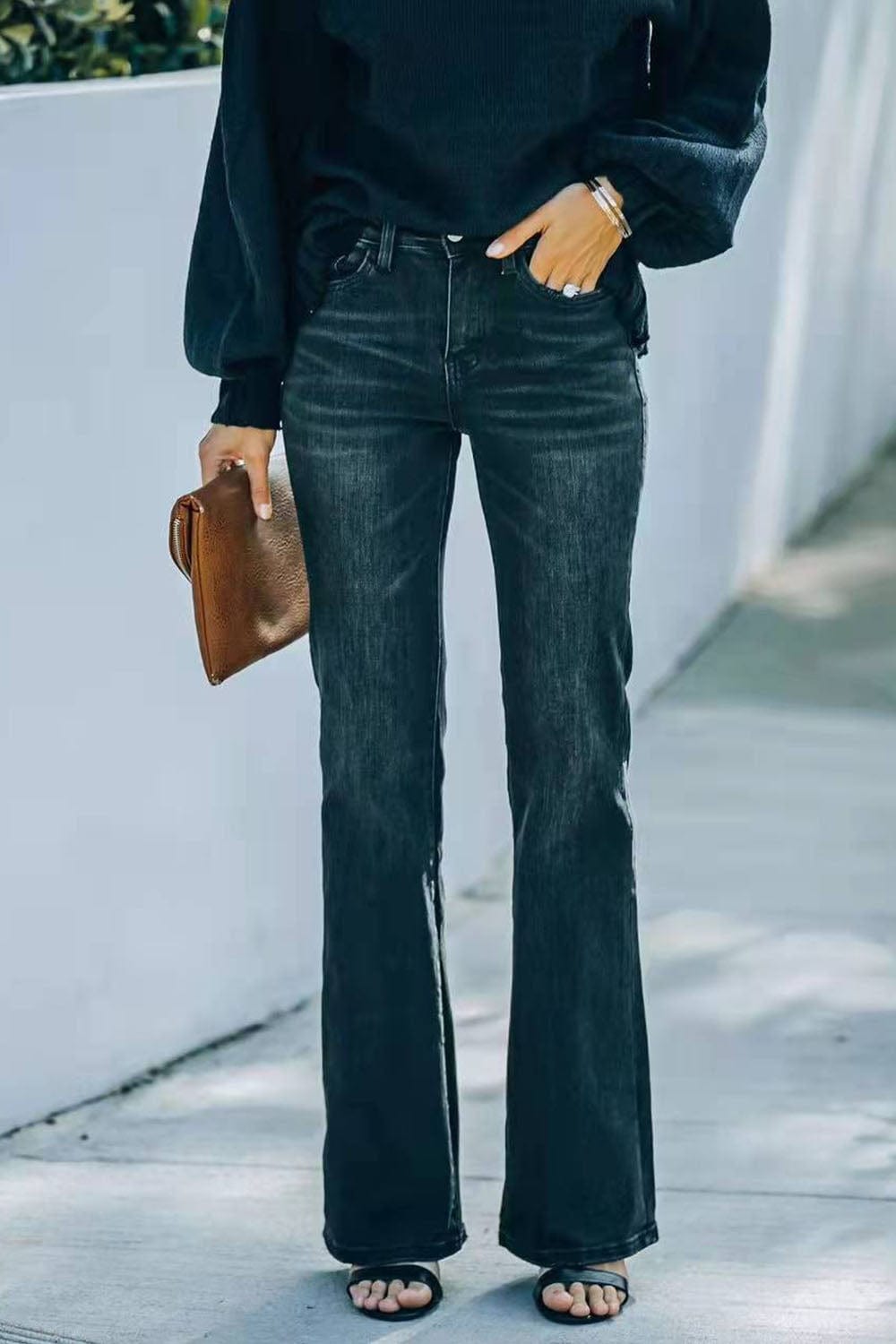Trendsi Denim Black / S Buttoned Long Jeans