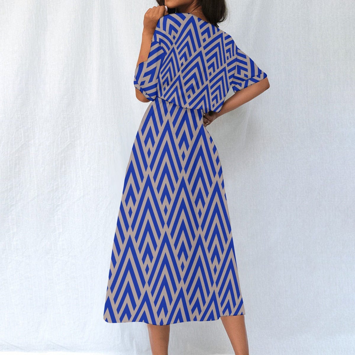 Yoycol Dresses Azul Azteca - All-Over Print Women's Elastic Waist Dress